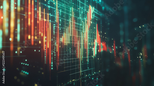 Wallpaper Mural Abstract black background with Colorful charts and graphs with statistics to innovative analyze business potential and forecast future development of companies growth. Torontodigital.ca