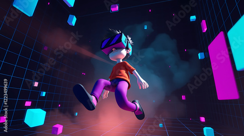 Virtual Reality Exploring the Immersive World of the Metaverse: A Futuristic Virtual Experience, augmented reality, 3D world, VR headset, immersive experience, metaverse technology.