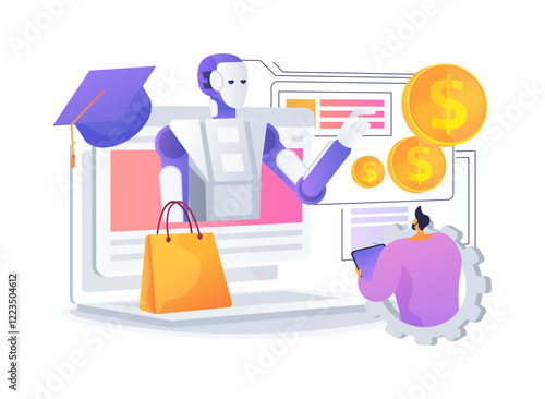 AI-Enhanced Sales Training abstract concept vector illustration.