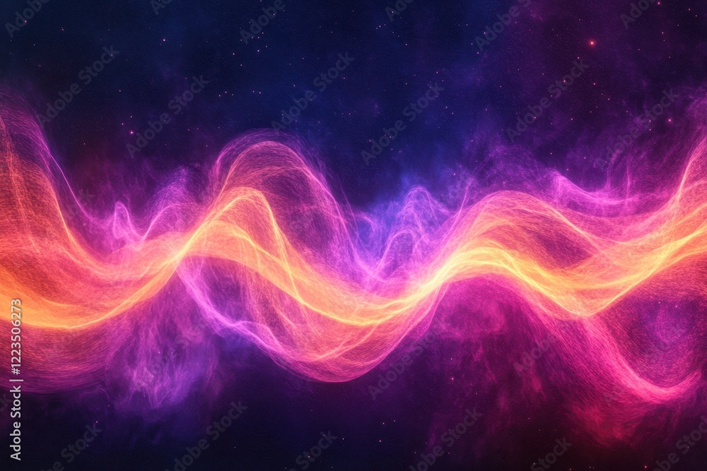 Fototapeta premium Colorful abstract wave patterns against a starry background in a cosmic setting