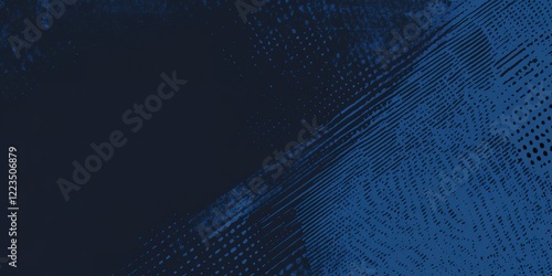 Abstract blue vector background with a grunge halftone pattern on a dark navy gradient, featuring horizontal streaks for a racing or sports theme design template.
