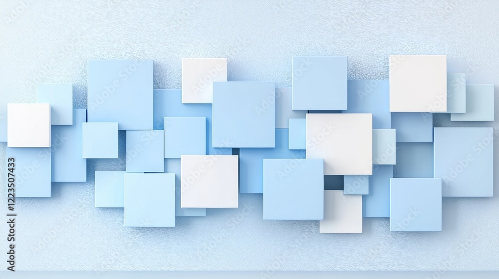 Abstract blue and white cubes background, modern design, website banner Abstract blue and white cubes background, modern design, website banner