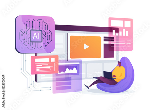 AI-Enhanced Video Marketing Analytics abstract concept vector illustration.
