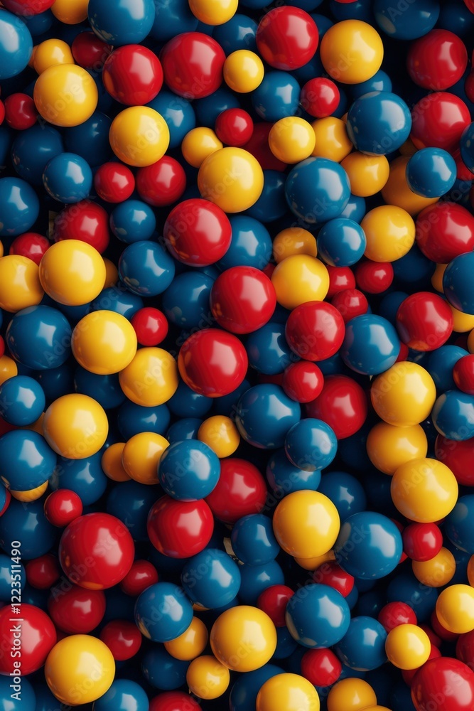 Red yellow and blue spheres create a vibrant abstract design Red yellow and blue spheres create a vibrant abstract design