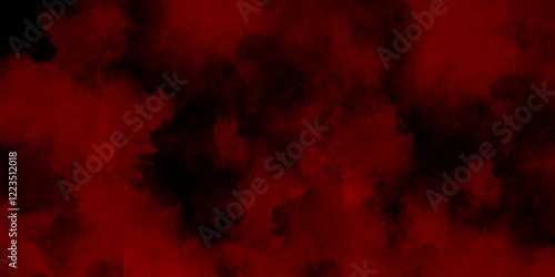 Beautiful abstract color red smoke texture background on black surface. Grunge textured banner with free copy space.