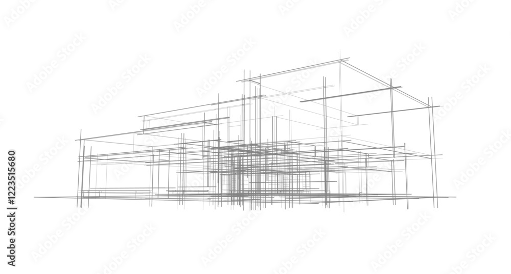 Linear view of house architectural concept vector illustration Linear view of house architectural concept vector illustration