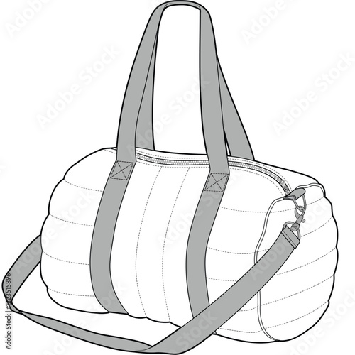 duffle bag vector illustration cad drawing template 