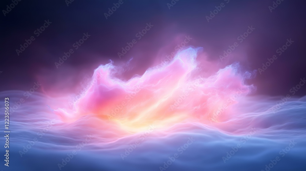 Obraz premium Vibrant neon cloudscape with glowing abstract mist and light effects