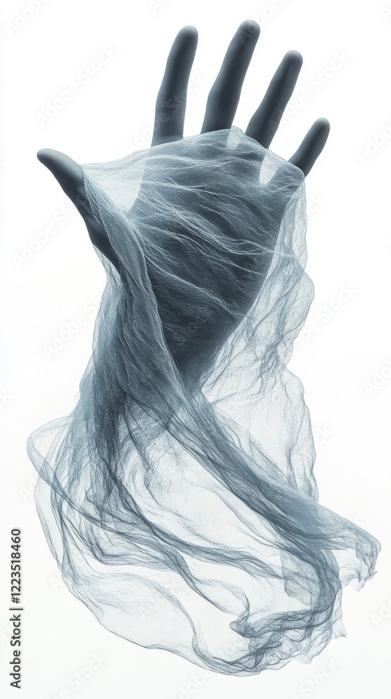 Fototapeta premium Hand Holding Sheer Fabric Drape