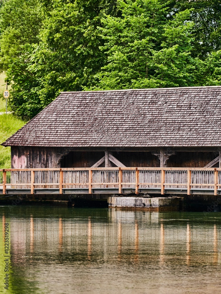 Rustic Wooden Bridge Over River Rustic Wooden Bridge Over River