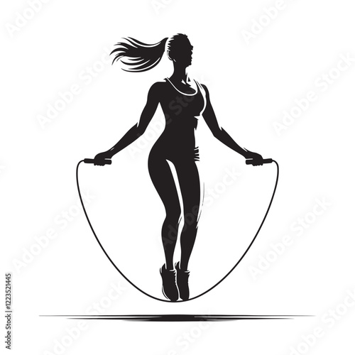 Action-packed jump rope silhouette of a person in motion - jump rope person silhouette - jump rope person vector - jump rope person illustration - jump rope silhouette - jump rope vector
