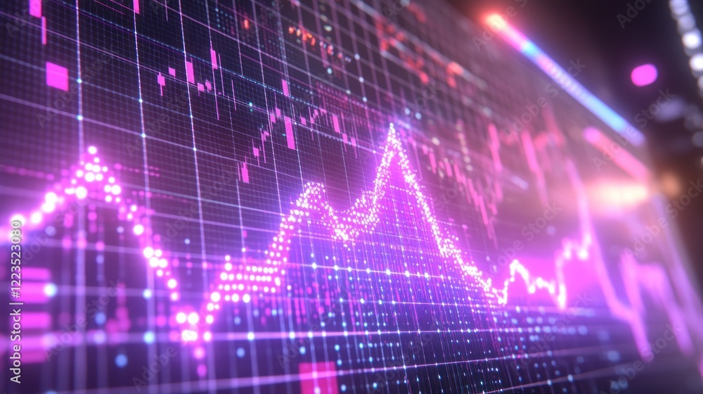 Vibrant Pink Stock Market Data Graph Display Vibrant Pink Stock Market Data Graph Display