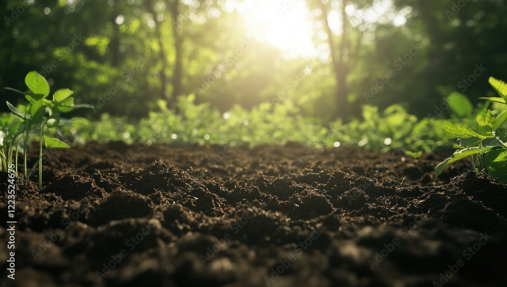 New Life Emerging: Seedlings in Rich Soil at Dawn New Life Emerging: Seedlings in Rich Soil at Dawn