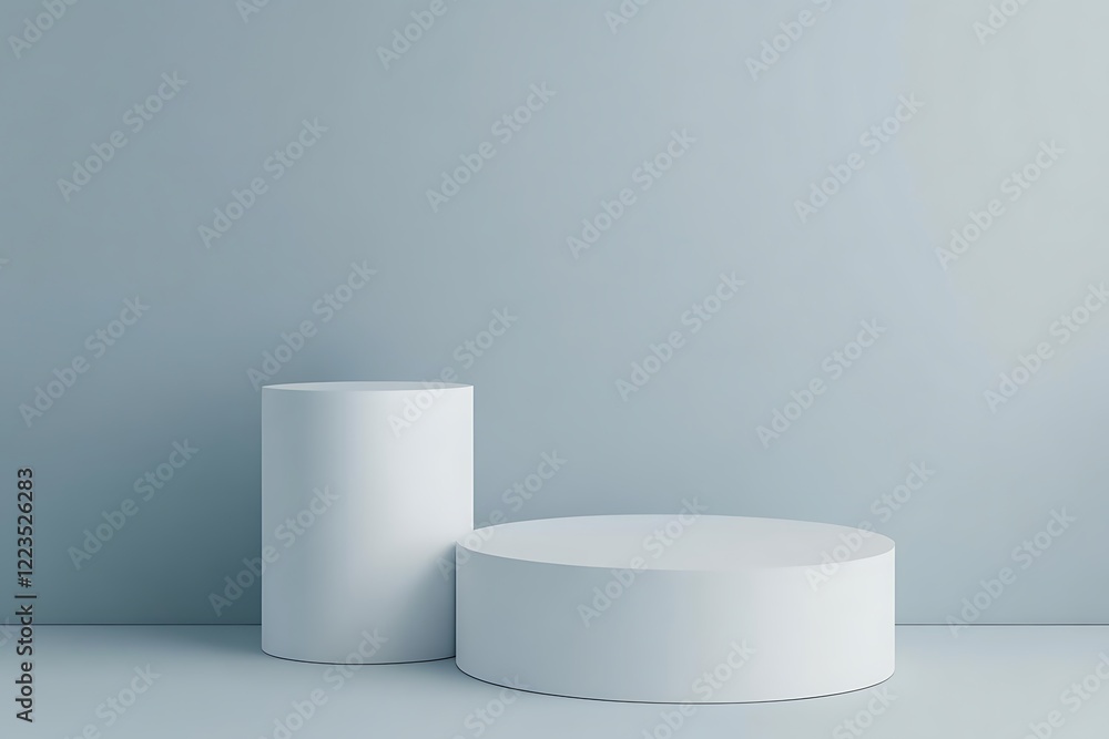 Simple yet stylish white podium on a matching background, designed for clear and impactful product presentations. Simple yet stylish white podium on a matching background, designed for clear and impactful product presentations.