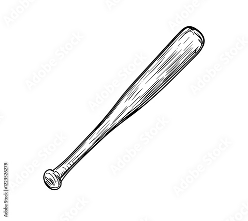 Baseball Bat Sketch Classic Sports Equipment Illustration