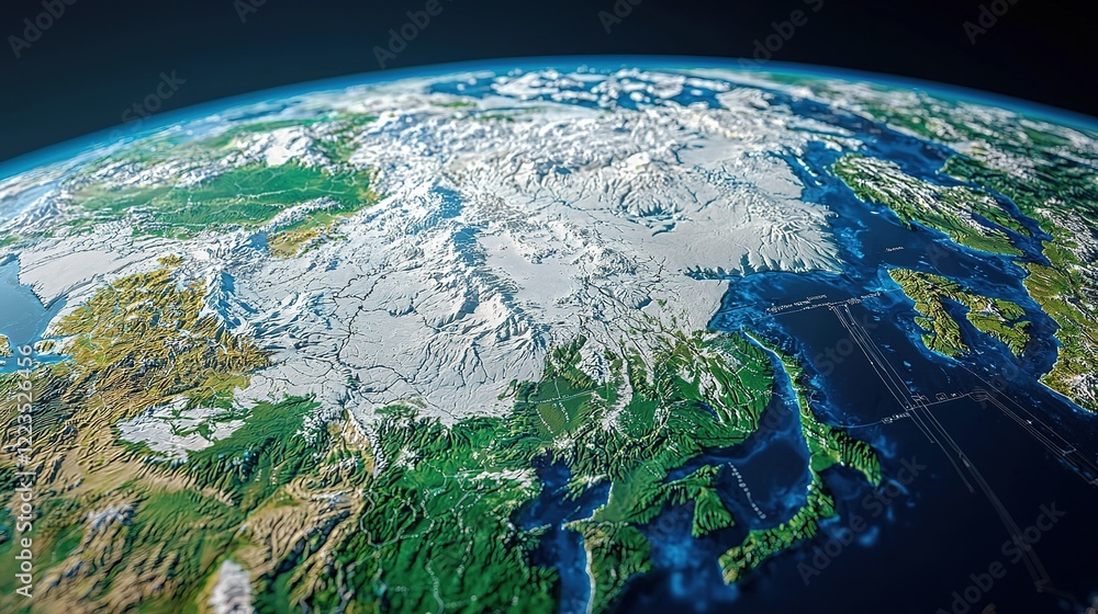 Fototapeta premium Data science innovations in climate modeling exploring earth's changing landscapes global context visual representation