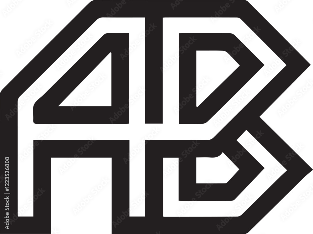 Obraz premium A vector silhouette illustration of a unique letter logo with the text AB