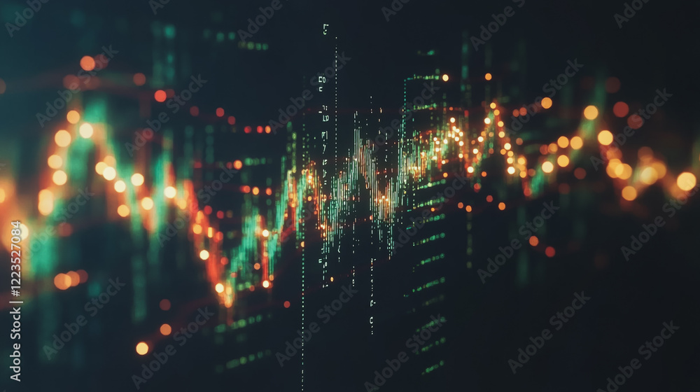 Fototapeta premium Abstract black background with Colorful charts and graphs with statistics to innovative analyze business potential and forecast future development of companies growth.