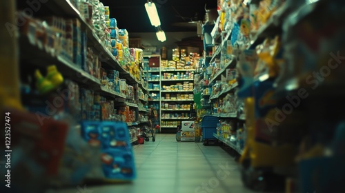 Wallpaper Mural Grocery Store Aisles Displaying Varied Products At Night Torontodigital.ca