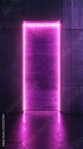 Vibrant purple illuminated doorway in a modern space