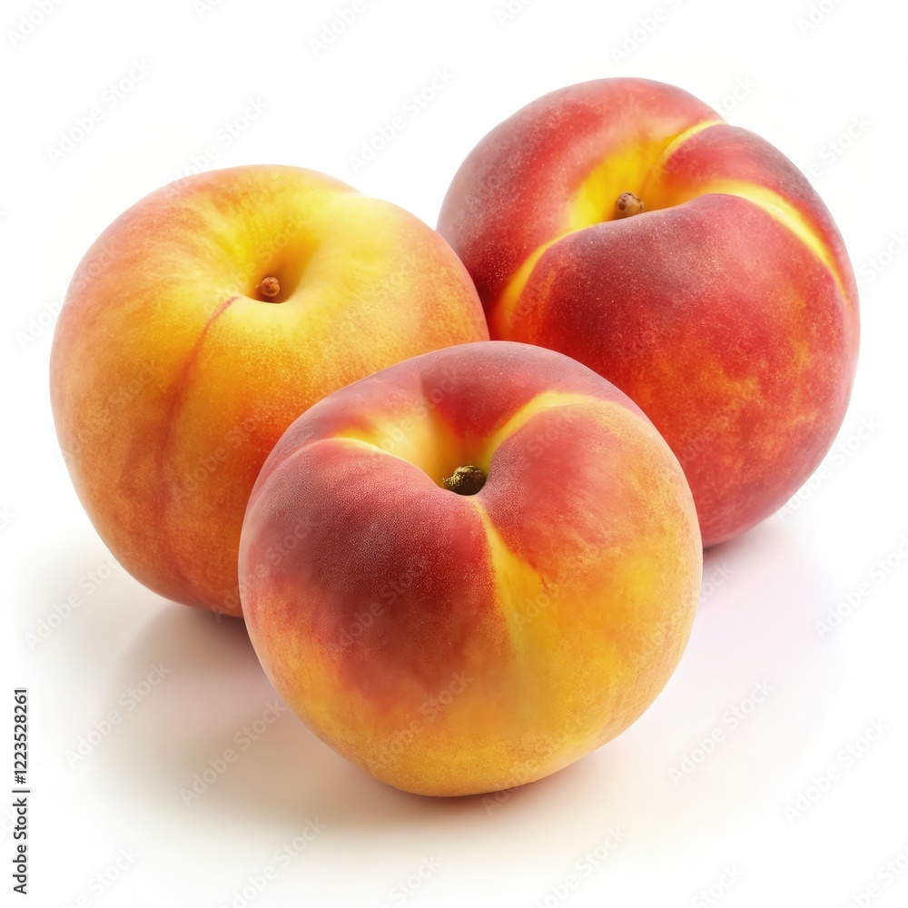 Fresh Peaches on a White Background for Culinary Use. Generative AI Fresh Peaches on a White Background for Culinary Use. Generative AI