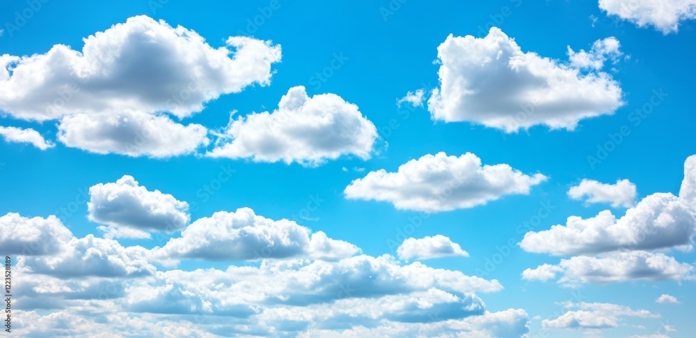 Serene Cumulus Clouds: A Vibrant Blue Sky Canvas