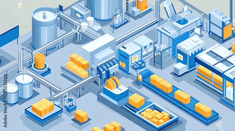 Automated Dairy Product Packaging Factory Process Automated Dairy Product Packaging Factory Process