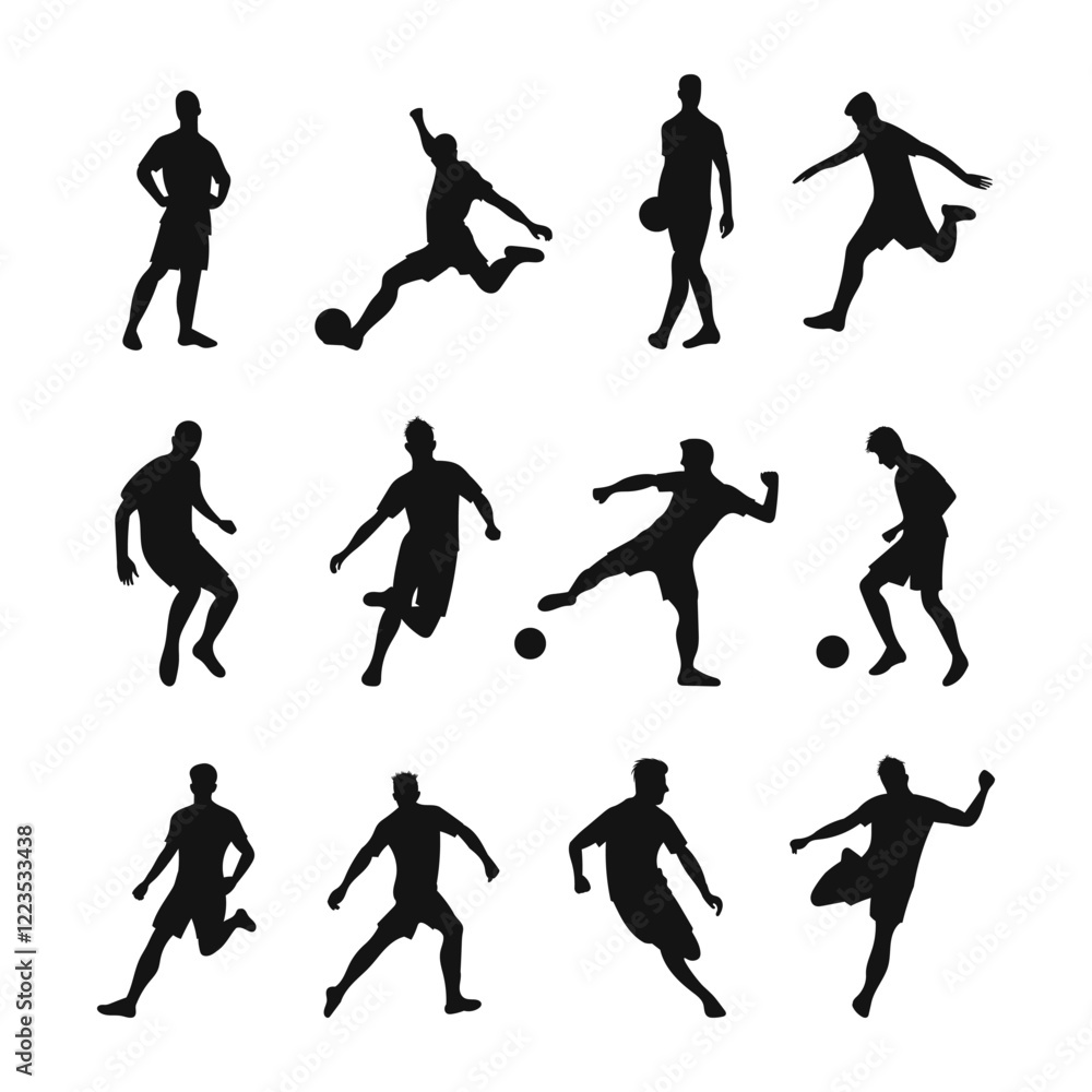 Set of Football, Soccer player silhouettes Set of Football, Soccer player silhouettes