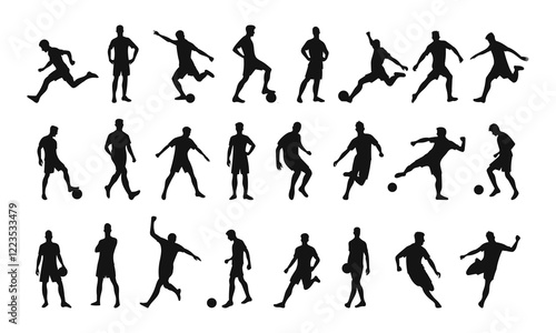 Set of Football, Soccer player silhouettes