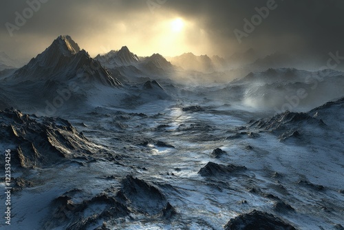 Wallpaper Mural Majestic mountain range under dramatic sunset light Torontodigital.ca