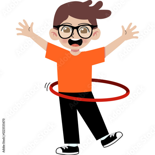 Kid playing hula hoop