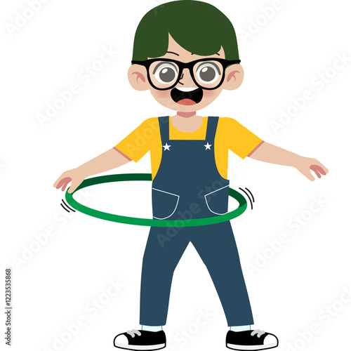 Kid playing hula hoop