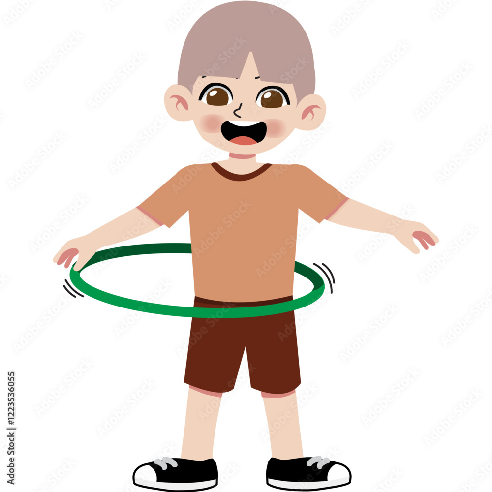 Kid playing hula hoop Kid playing hula hoop