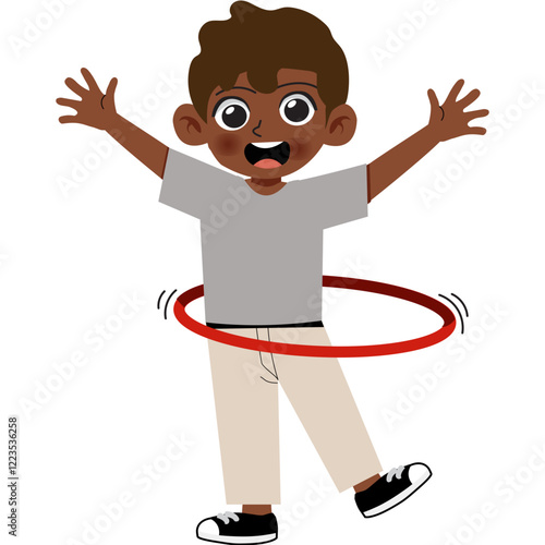 Boy playing hula hoop