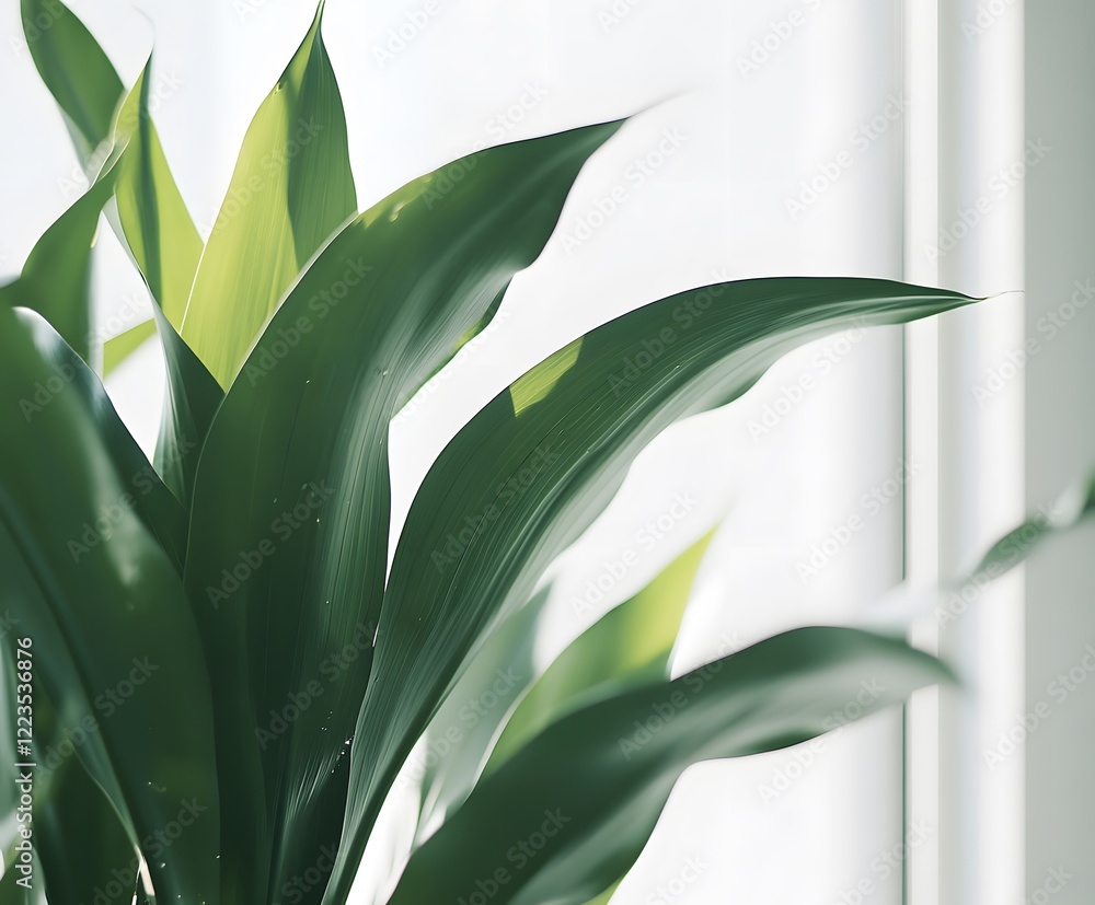 Obraz premium green leaves on a white background