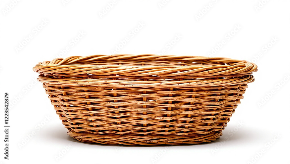 Empty wicker basket isolated on white background Empty wicker basket isolated on white background