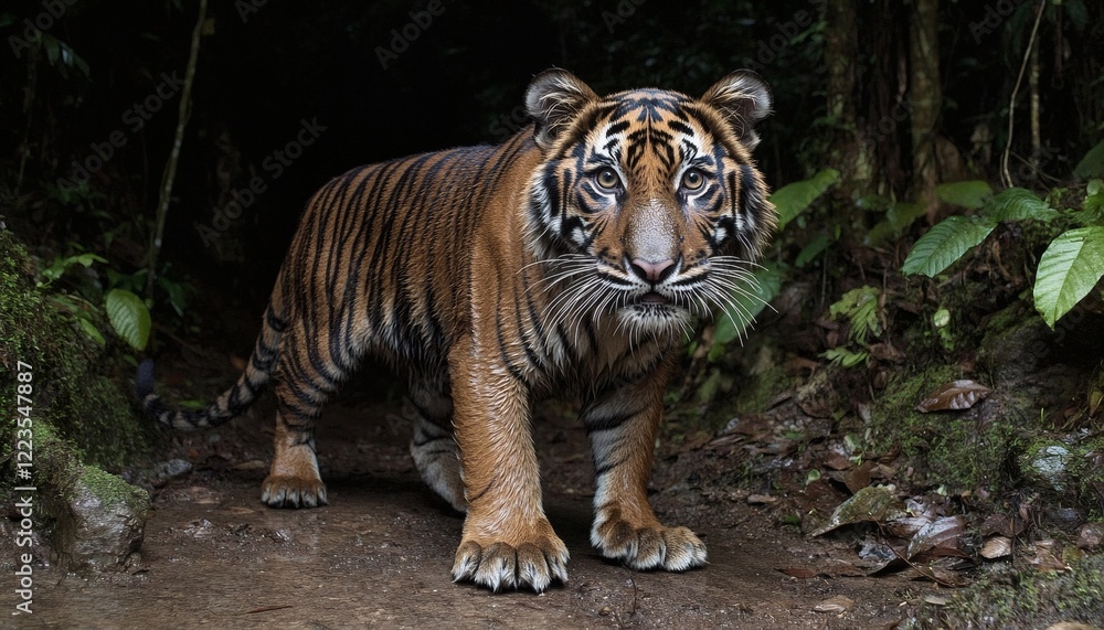Majestic Sumatran Tiger in its Natural Habitat Majestic Sumatran Tiger in its Natural Habitat