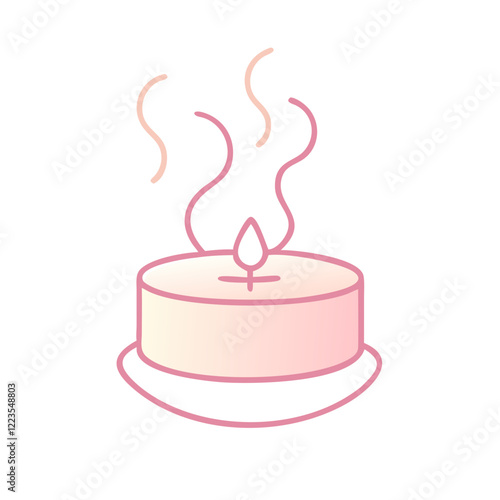 Pink tealight candle illustration with soft steam