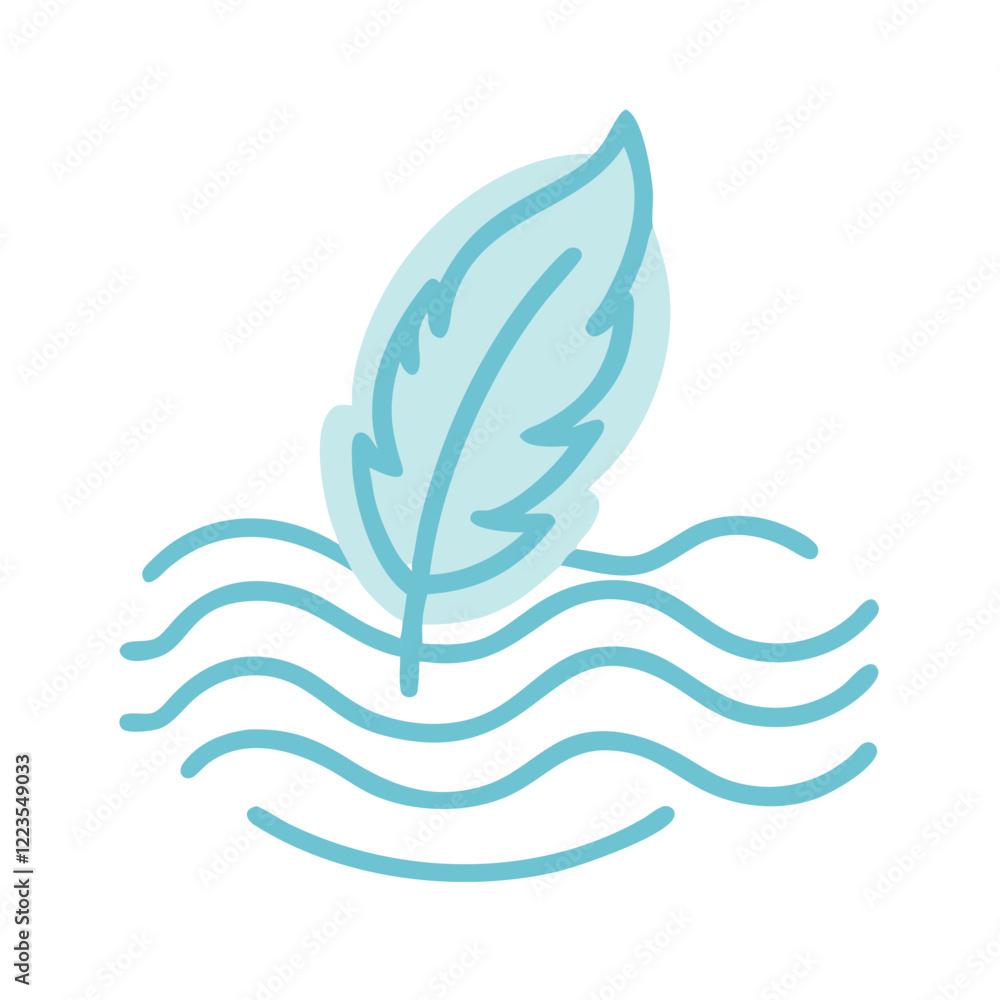 Fototapeta premium Floating feather on water with ripple effect