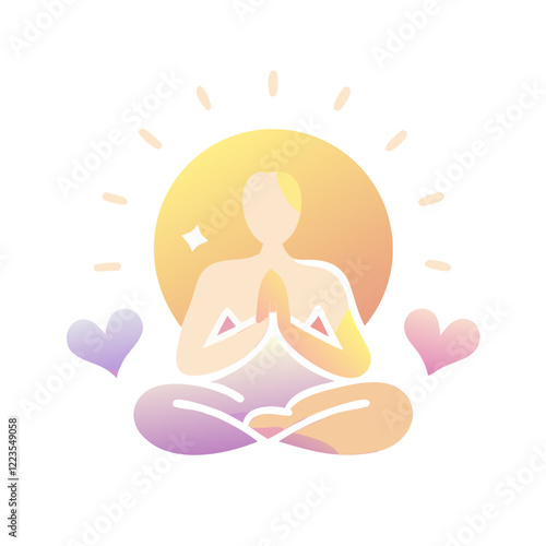 Meditating figure with heart energy