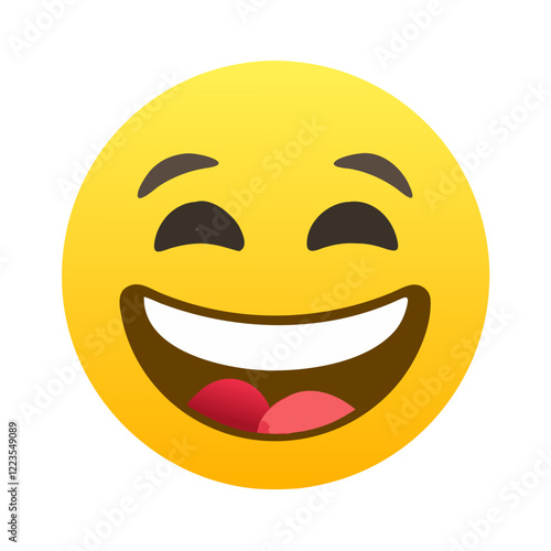Laughing emoji with open mouth and bright eyes