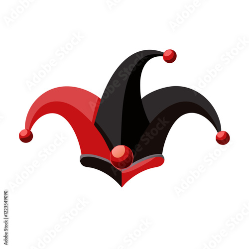 Red and black jester hat with bells