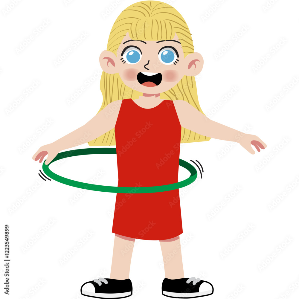 Obraz premium Kid playing hula hoop