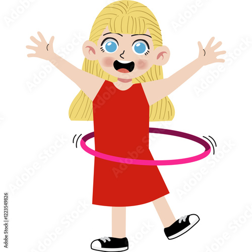 Little girl playing hula hoop
