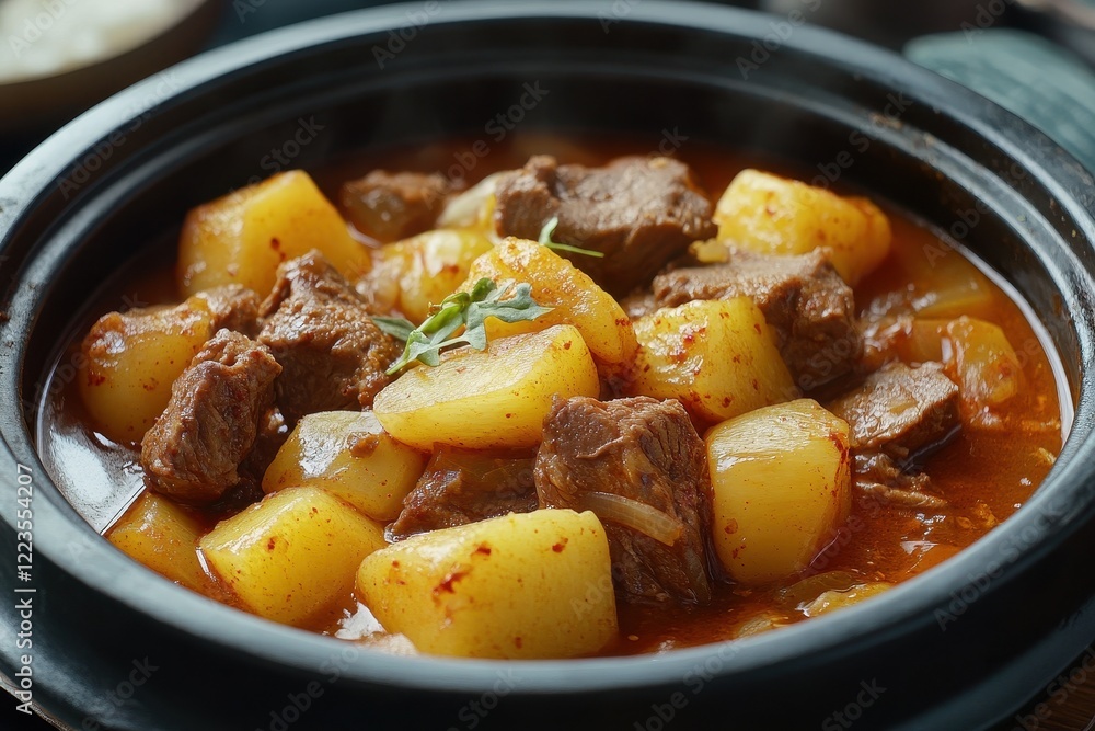 Gamjatang is a well liked Korean dish consisting of a spicy stew made with pig spine or neck bones Gamjatang is a well liked Korean dish consisting of a spicy stew made with pig spine or neck bones