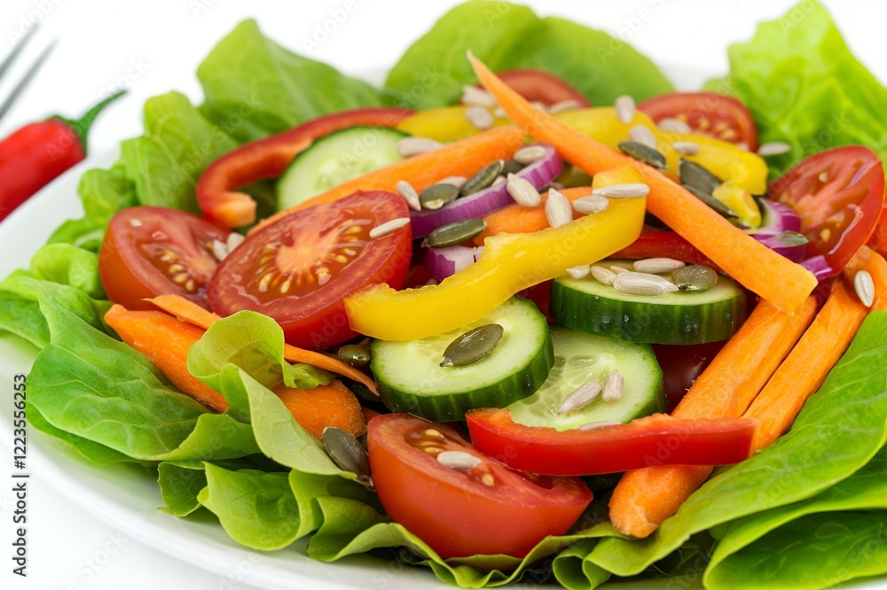 A fresh salad with different vegetables. A fresh salad with different vegetables.