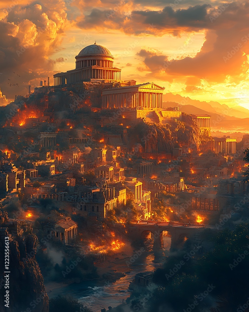 Obraz premium ancient greek city architecture fantasy photo