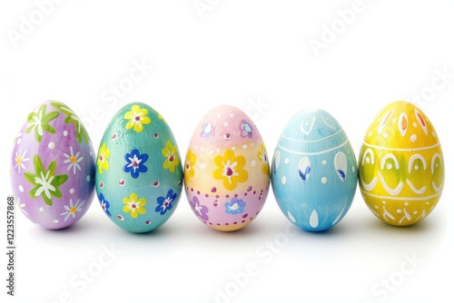 Colorful hand-painted Easter eggs arranged in a charming display showcasing vibrant floral designs perfect for spring festivities isolated on transparent background photo