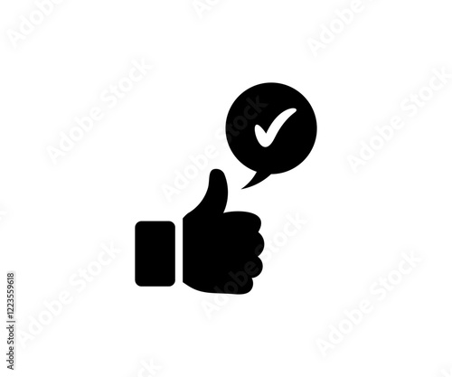 Thumb up icon. Like icon silhouette. Thumbs up check icon vector design and illustration. 