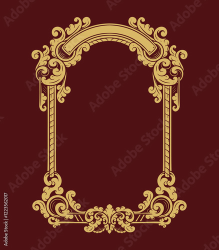 vintage ornament floral frame gold